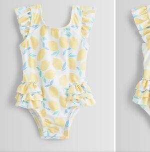 Lemon Print Ruffle Baby Onesie